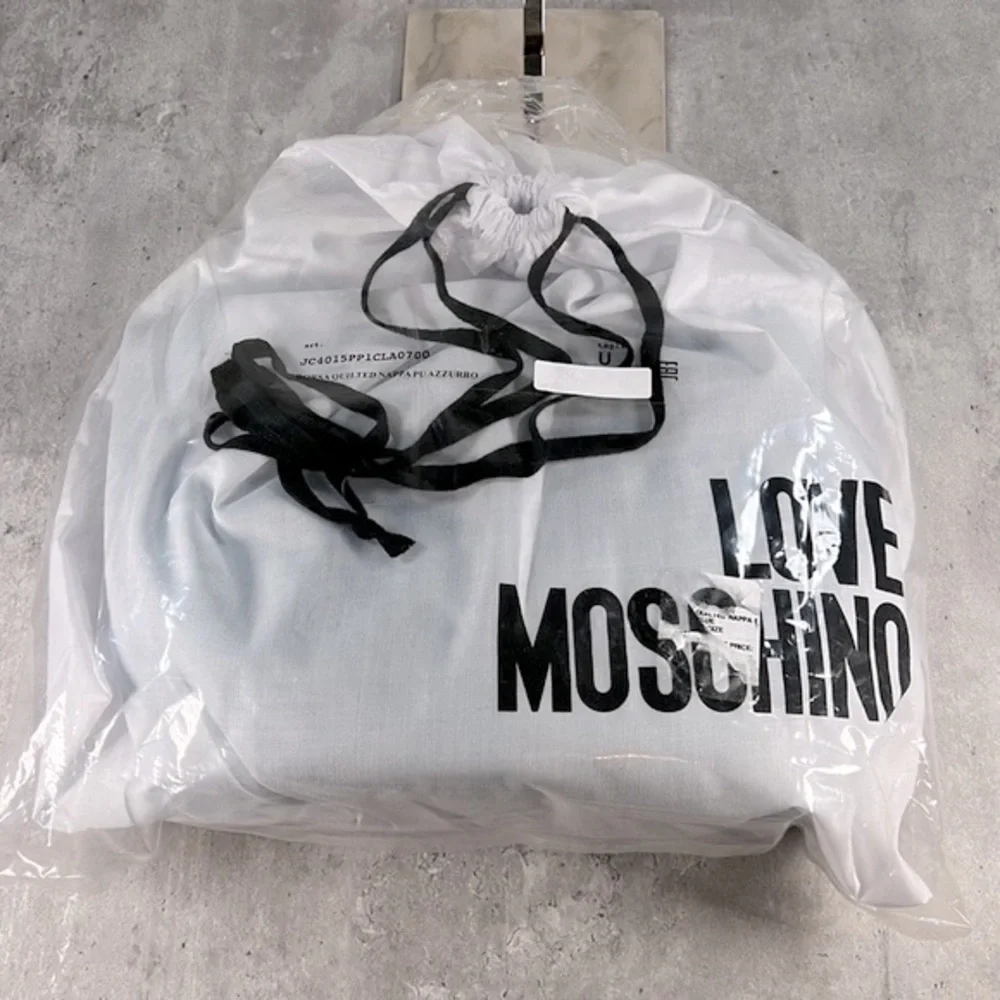 Love Moschino Quilted Logo Hobo Bag Blue